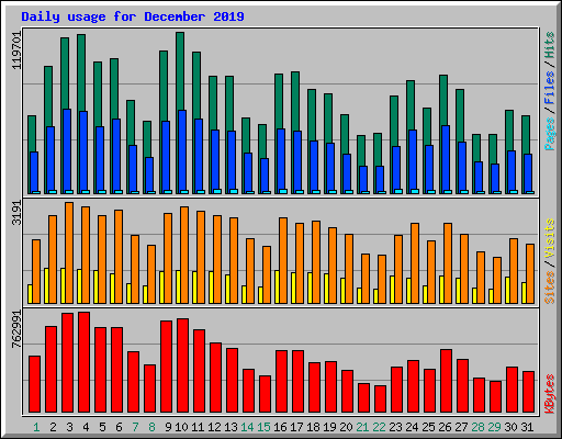 Daily usage for December 2019