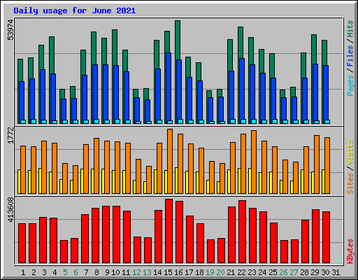 Daily usage for June 2021