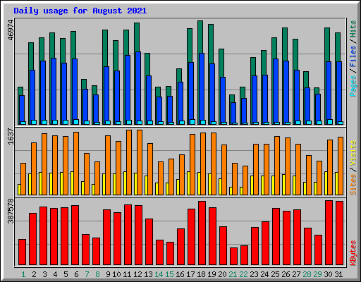 Daily usage for August 2021