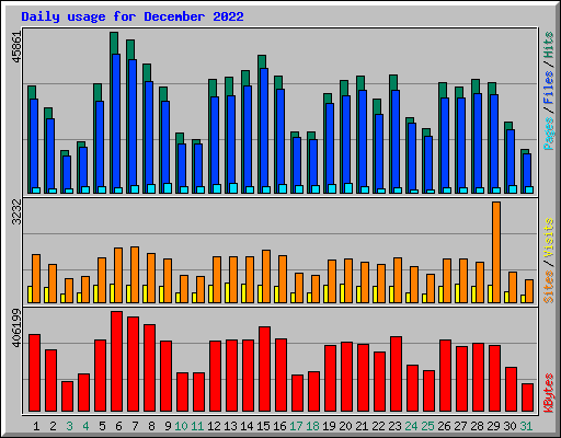 Daily usage for December 2022