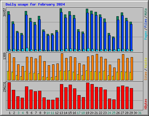 Daily usage for February 2024