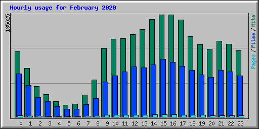 Hourly usage for February 2020