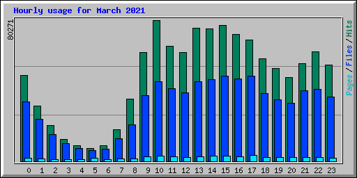 Hourly usage for March 2021